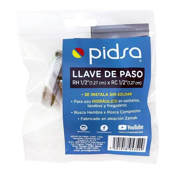 Llave de Paso Pidsa RH ½” x RC ½”