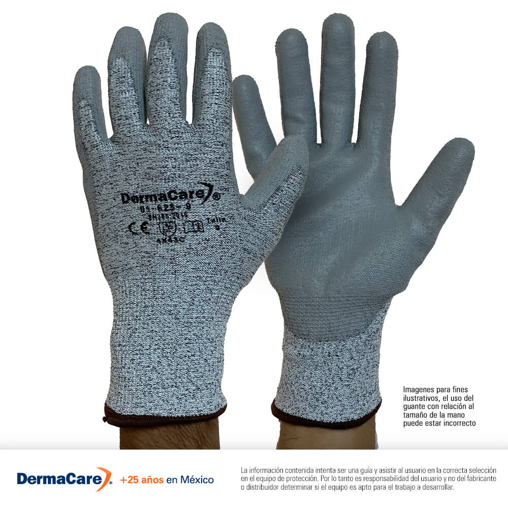 Guante anticorte nivel 5 de polietileno de alta densidad con poliuretano en palma, 51-625