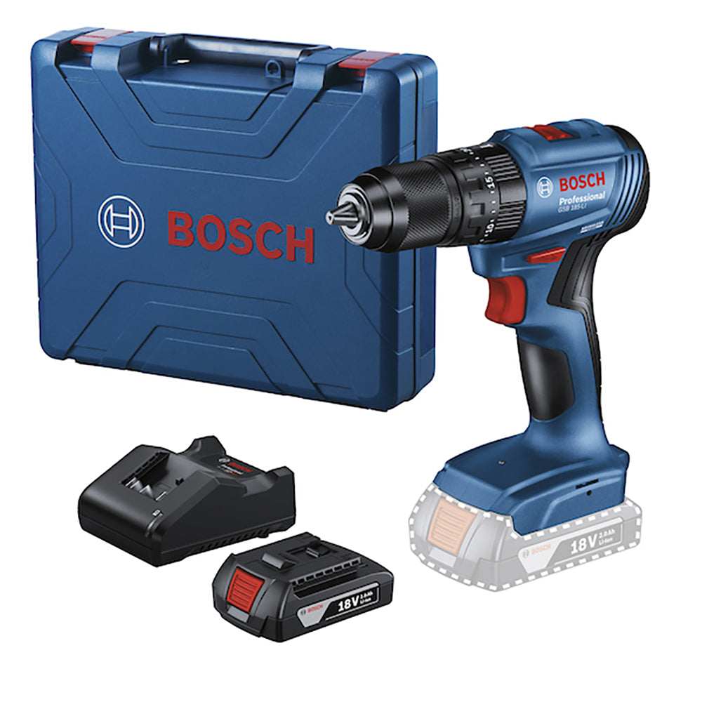Rotomartillo 1/2″ Bosch GSB 185-LI, con 1 batería, cargador y maletín