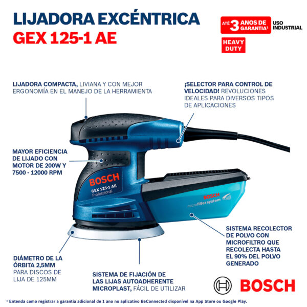 Lijadora excéntrica Bosch GEX 125-1 AE
