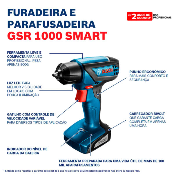 Taladro Atornillador Inalámbrico Bosch GSR 1000 Smart