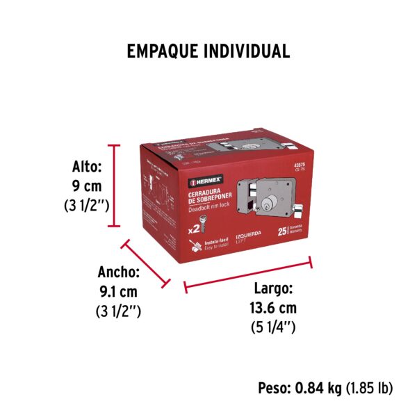 Cerradura para sobreponer izquierda tradicional Seguro en 1 caja - Imagen 5
