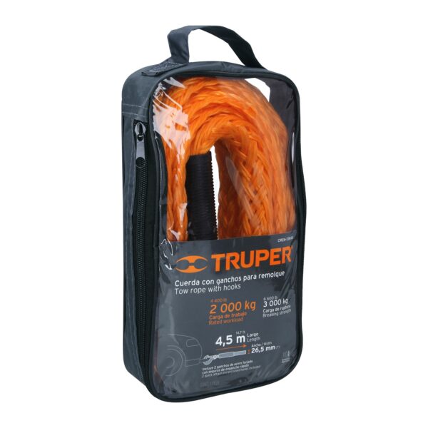 Cuerda con ganchos para remolque seguro 27 mm x 4.5 m, Truper - Imagen 2
