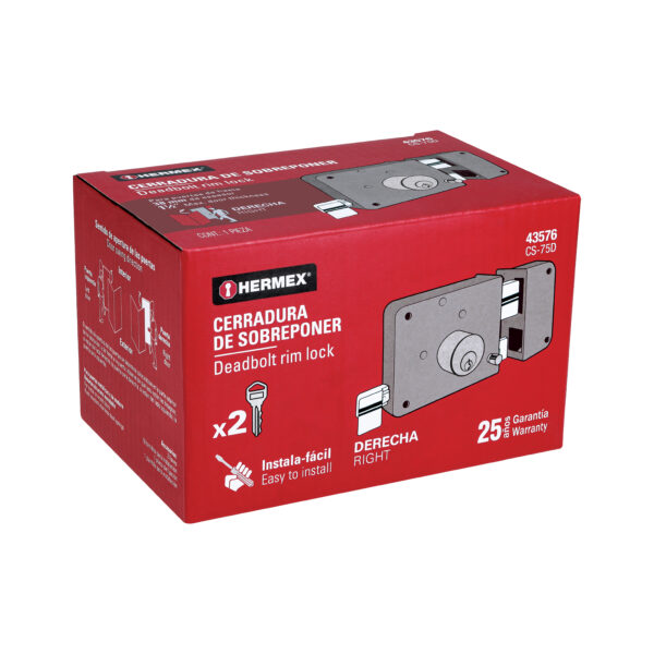 Cerradura para sobreponer derecha tradicional en caja - Imagen 4