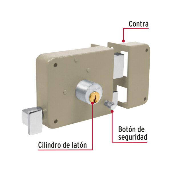 Cerradura para sobreponer derecha tradicional en caja - Imagen 2