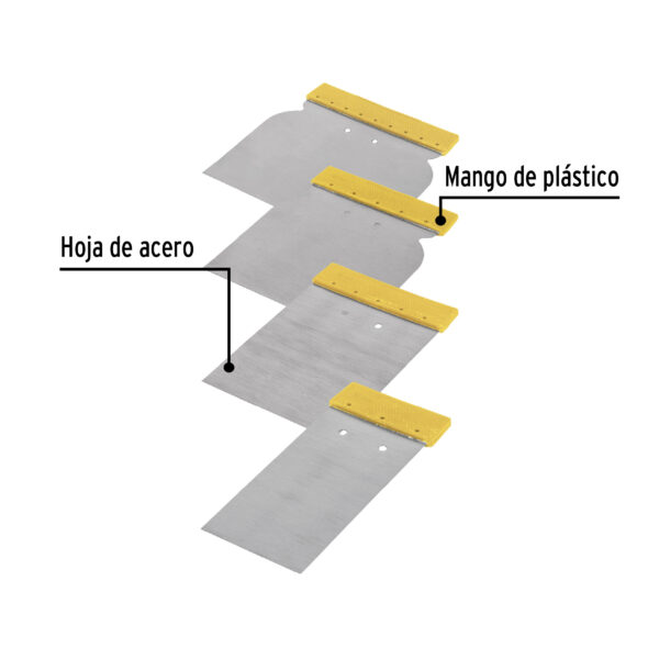 Juego de 4 cuñas con mango de plástico, Pretul - Imagen 2