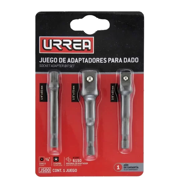 Juego de adaptadores para dados, varios cuadros, 3 piezas, J500 Urrea - Imagen 2