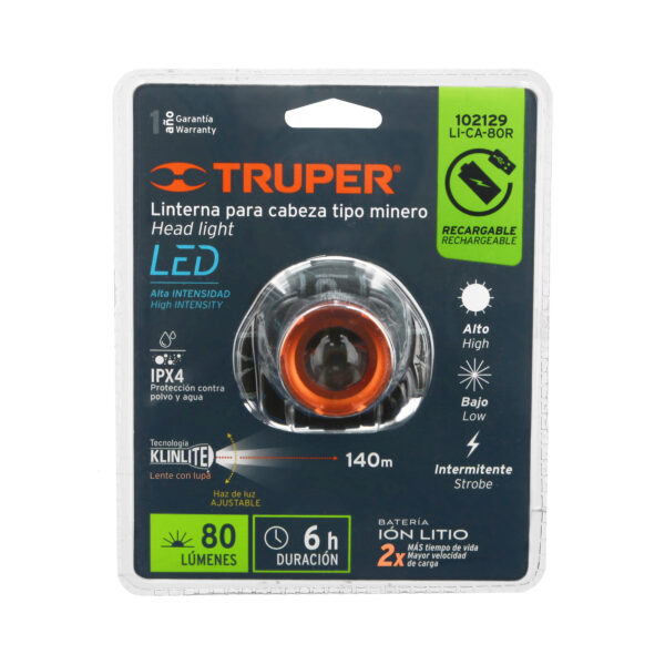 Linterna de minero LED 80 lm, recargable, TRUPER EXPERT - Imagen 3