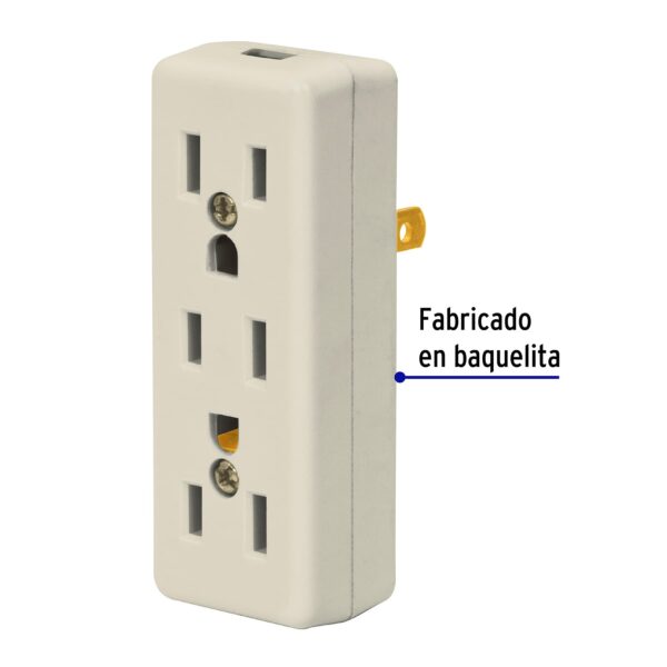 Multicontacto triple de 2 polos + tierra, Volteck - Imagen 3