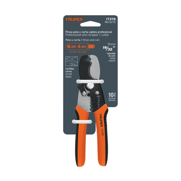 Pinza profesional 7 pulgadas pela cables y corta cables, 14 a 8 AWG - Imagen 2