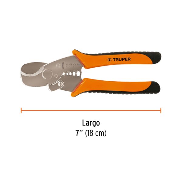 Pinza profesional 7 pulgadas pela cables y corta cables, 14 a 8 AWG - Imagen 3