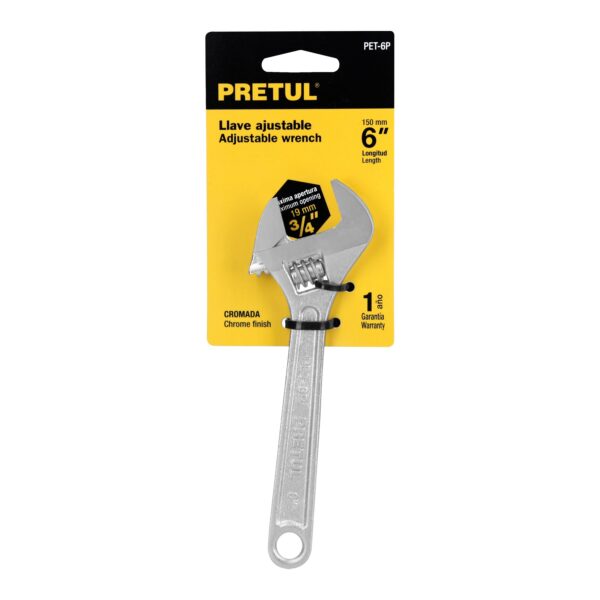 Llave ajustable (perico) 6" cromada, Pretul - Imagen 2