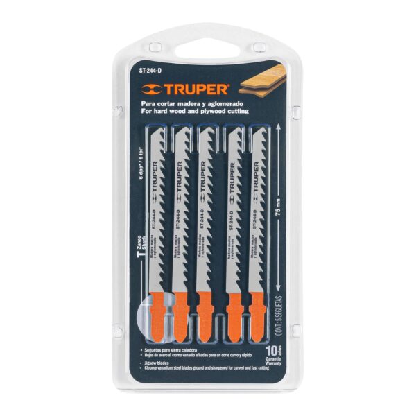Blister con 5 seguetas 6 DPP zanco "T" corte curvo madera, Truper - Imagen 2